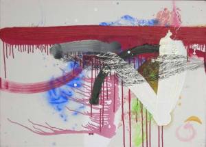 MICHELE RIO, senza titolo, olio e resina su tela, cm 65x90